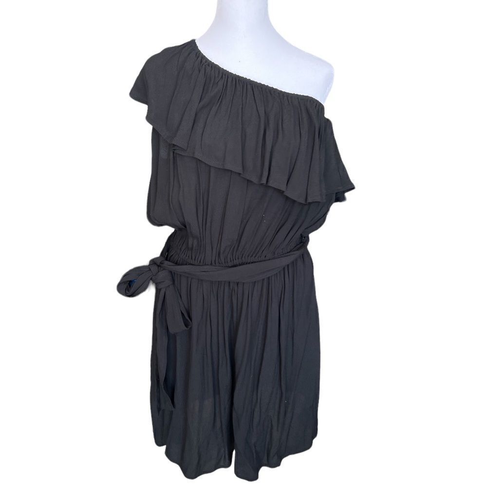 1 shoulder dress with pockets and belted sash